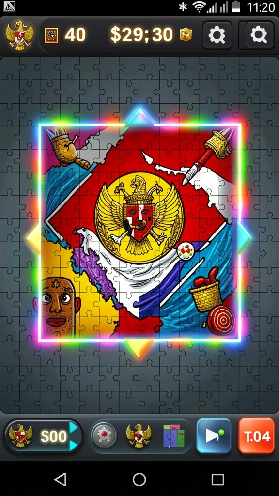 Gambar pertama menunjukkan antarmuka permainan yang menarik.